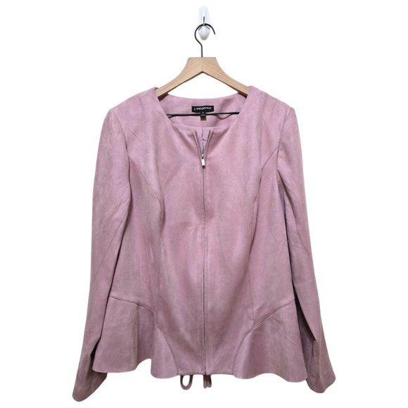 Lane Bryant Pink Faux Suede Women's Blush Pink Blazer with Lace Up Back Detail - Picture 1 of 8
